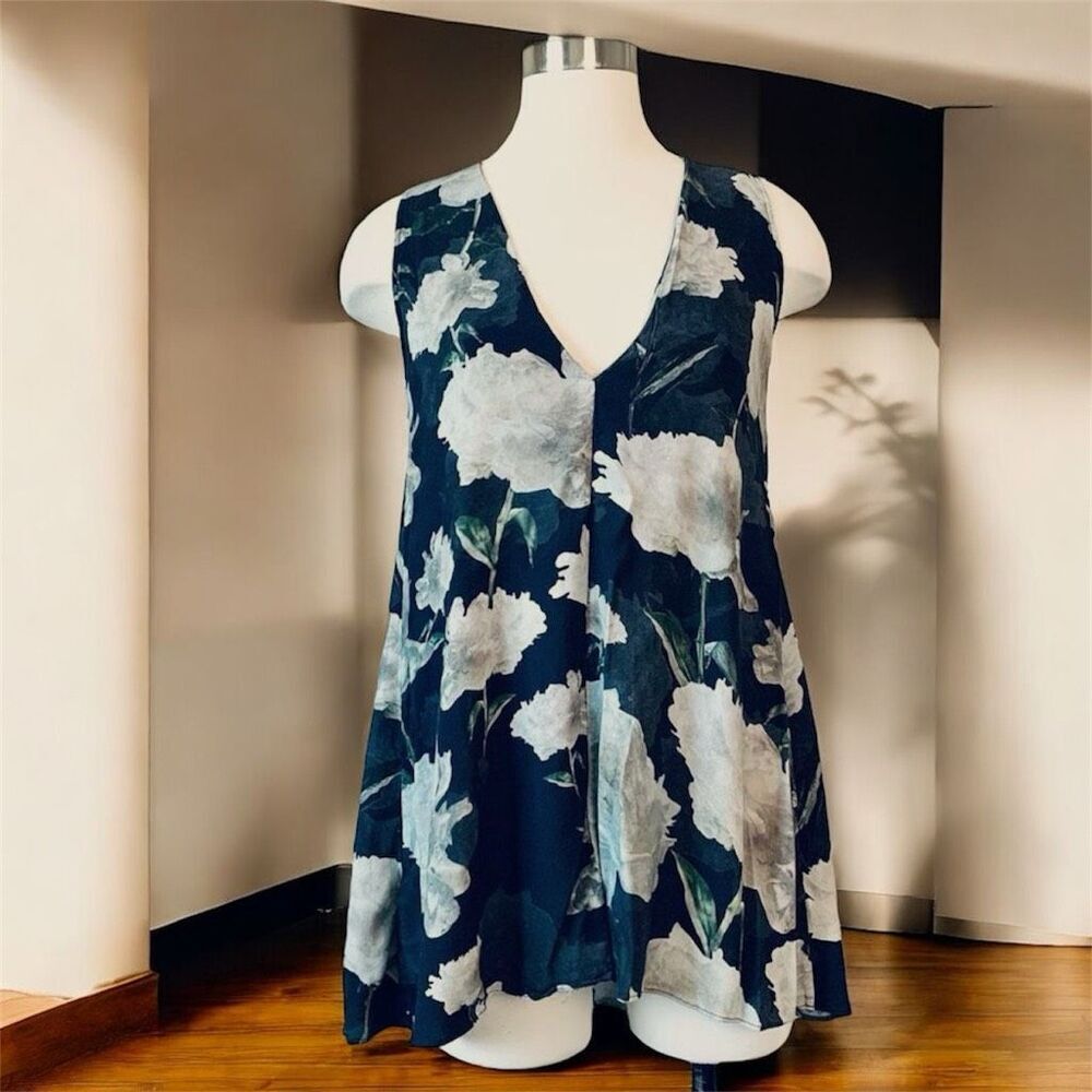 & Other Stories Black Floral Top Sleeveless Mini Dress Tunic 2 XS